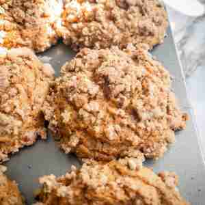 Pumpkin Spice Muffins with Cream Cheese Filling and Pecan Streusel Topping