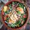 Kale Apple Salad with Spicy Maple Nuts and Bacon