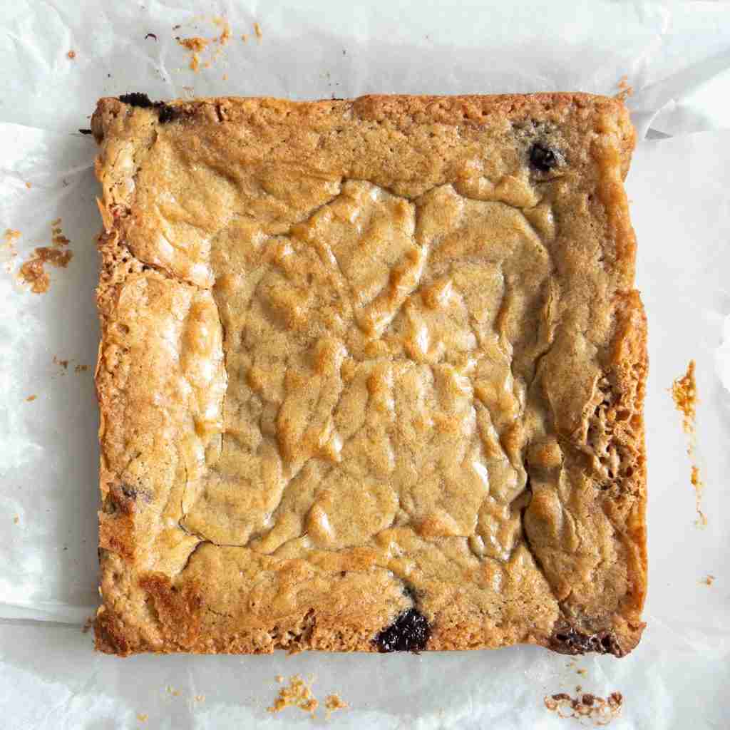 Crackly Blondies with Peanut Butter and Fudge