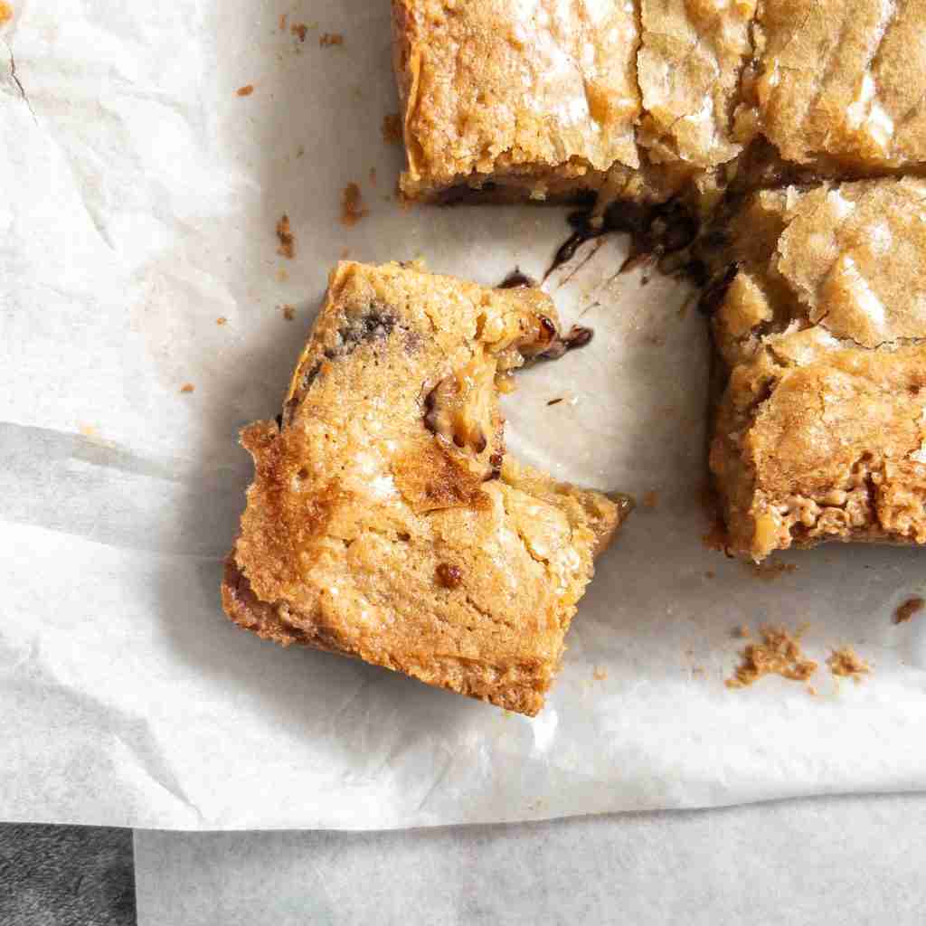 Peanut Butter and Fudge Stuffed Blondies