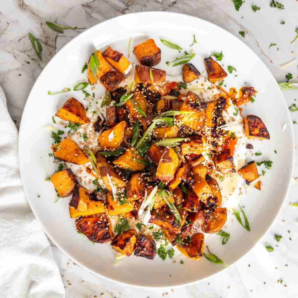Garlic Parmesan Sweet Potatoes