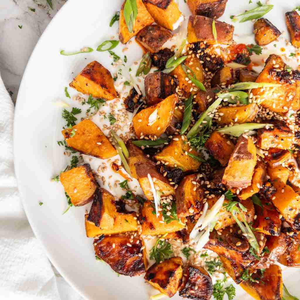 Garlic Parmesan Sweet Potatoes