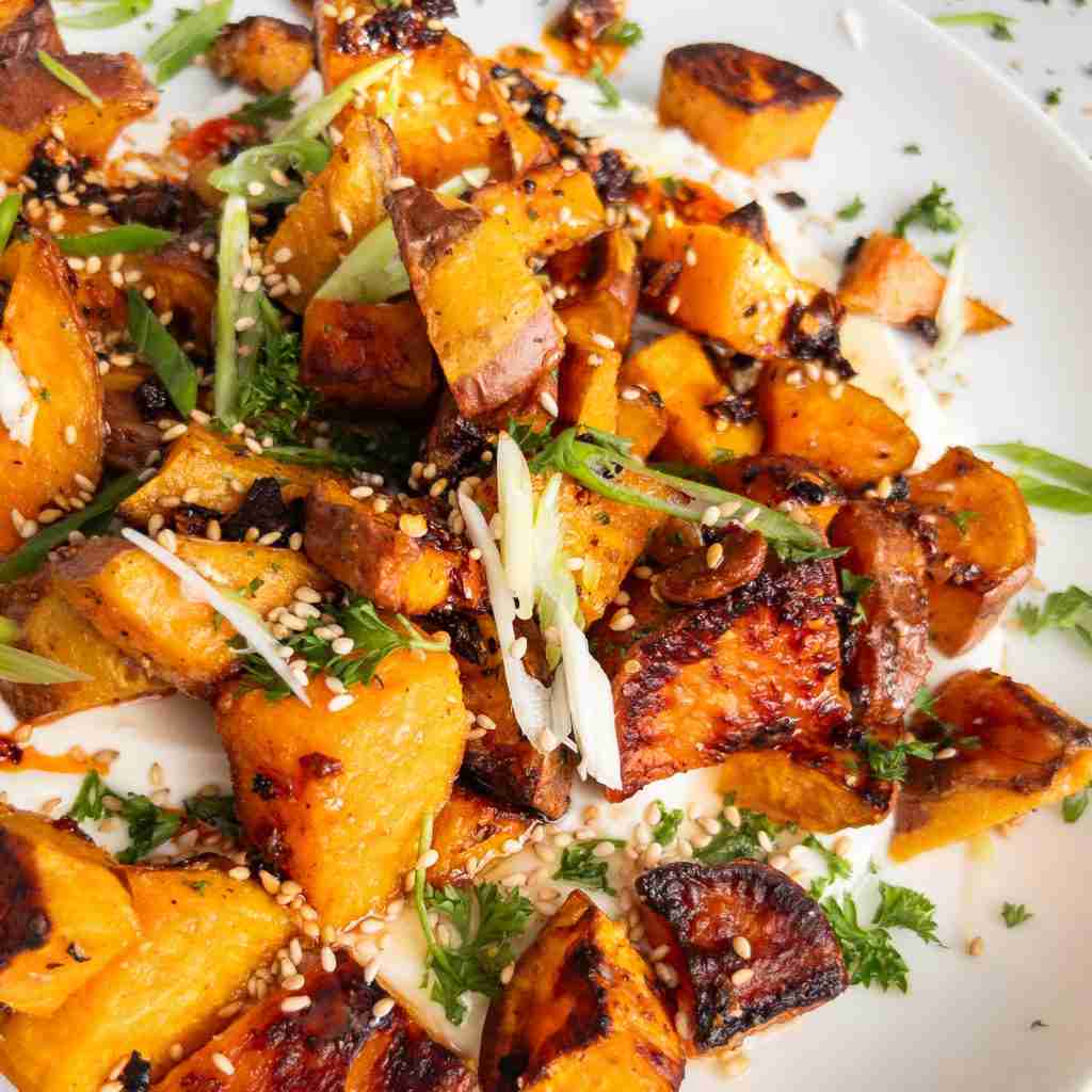 Garlic Parmesan Sweet Potatoes