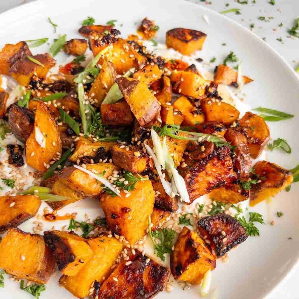 Garlic Parmesan Sweet Potatoes