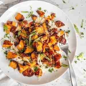 Garlic Parmesan Sweet Potatoes