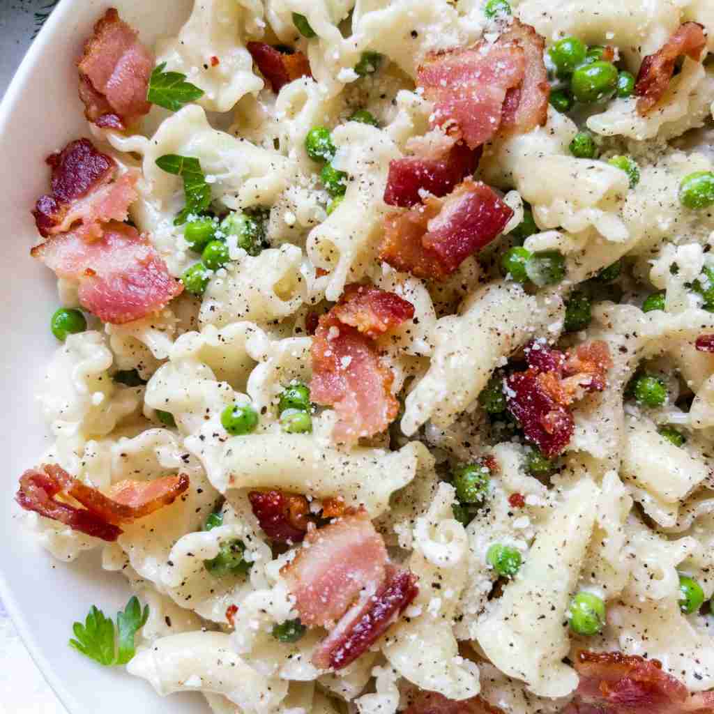 Pasta and Peas with Bacon