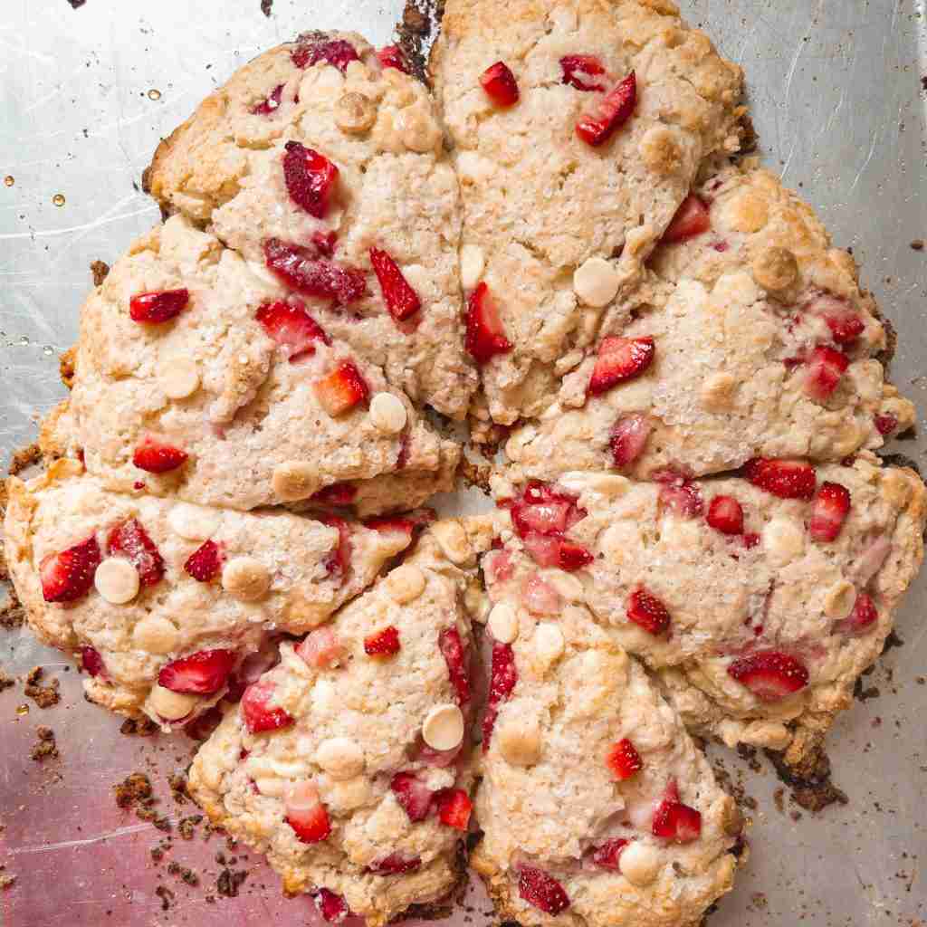 Strawberry White Chocolate Scones baked