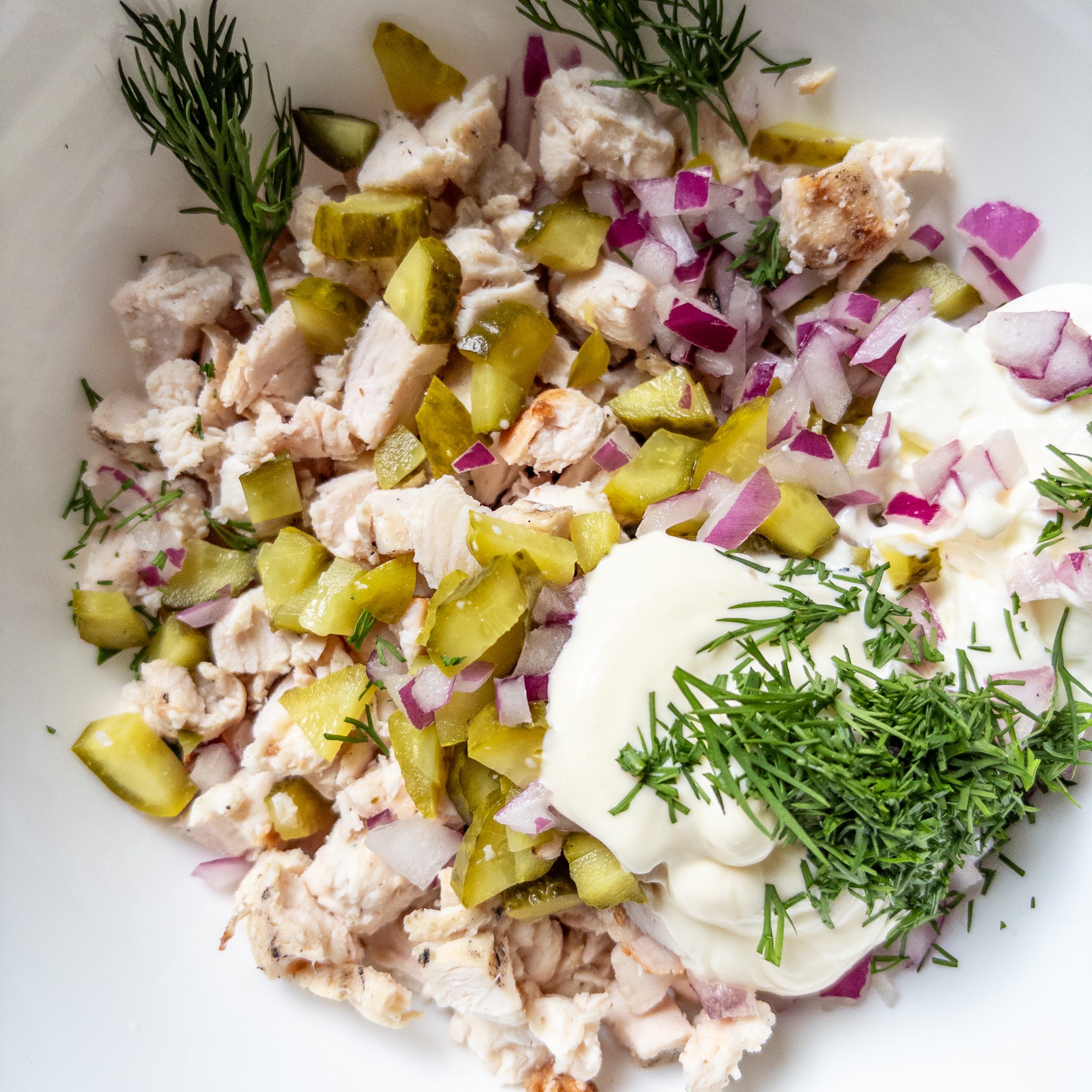 Chicken Salad with Dill Pickles