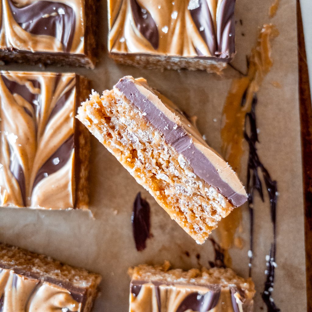 Peanut Butter and Chocolate Rice Krispie Bars