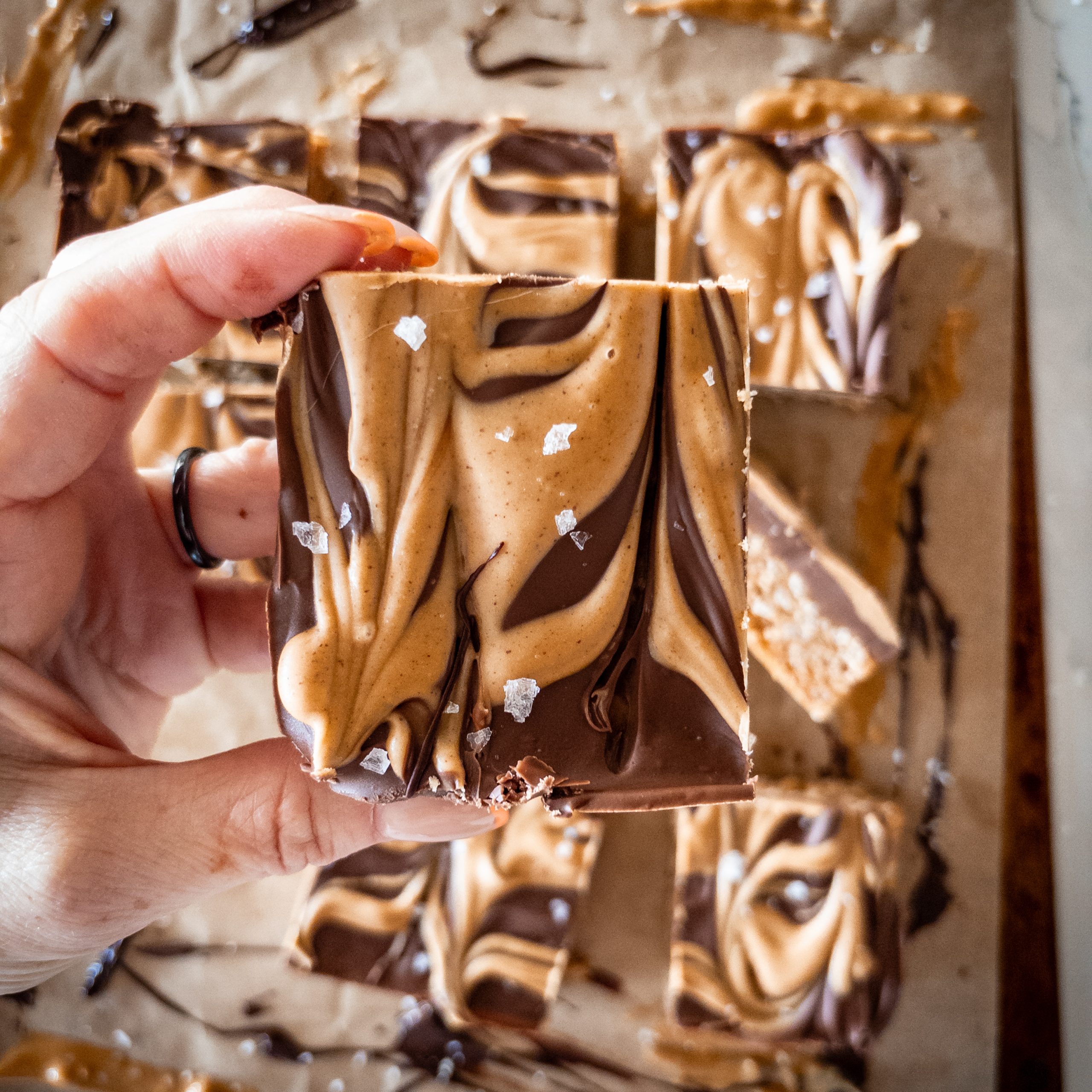 Peanut Butter and Chocolate Rice Krispie Bars