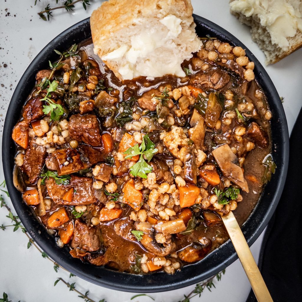 Beef Barley Roasted Mushroom Soup
