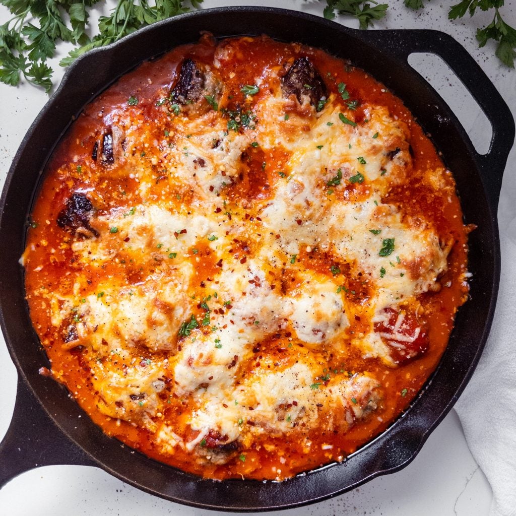 Skillet Meatball Parmigiana