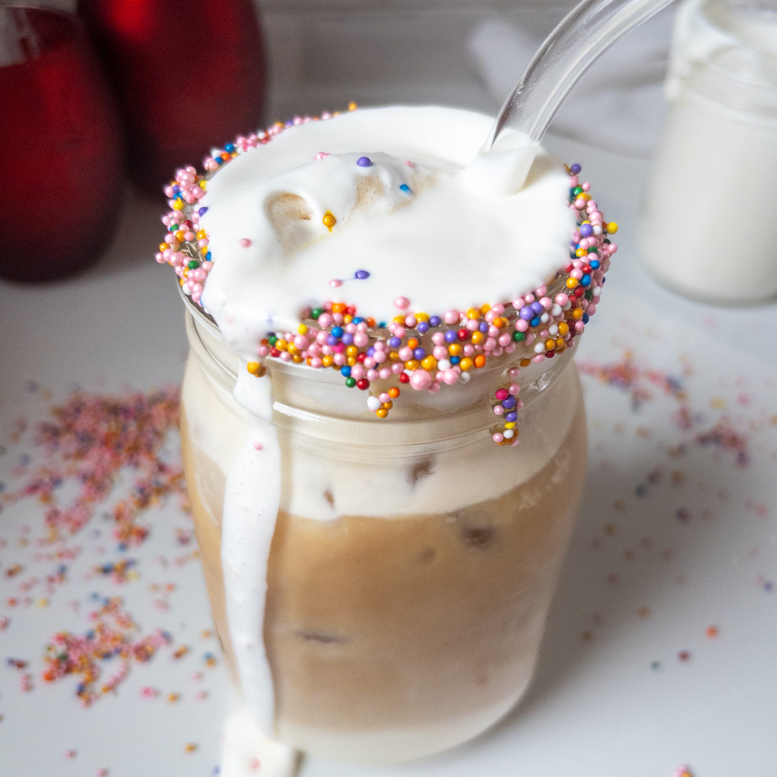 Homemade Iced Sugar Cookie Latte Recipe with Cold Foam