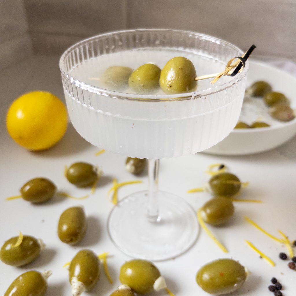 Blue Cheese Stuffed Olives in Martini
