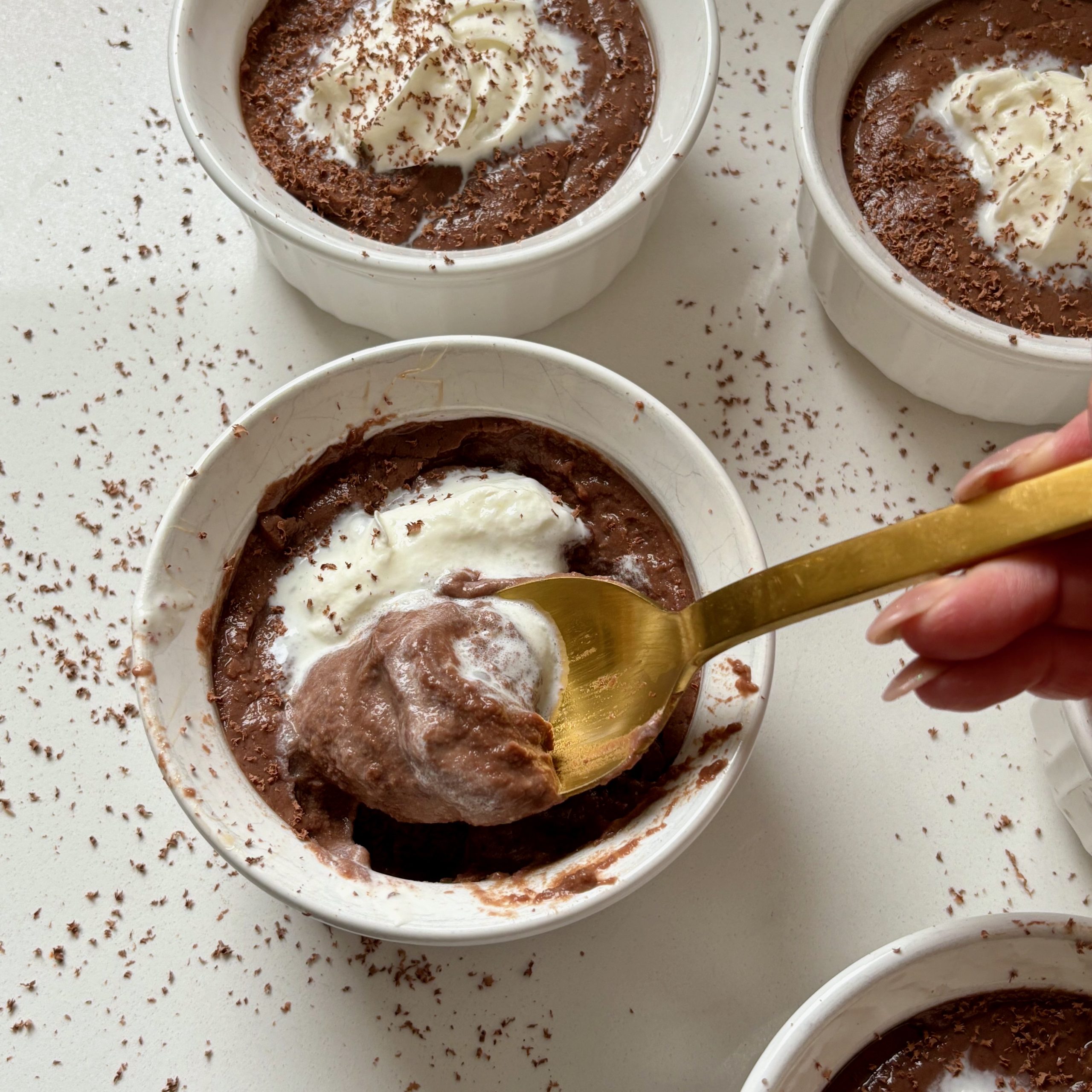 Cottage Cheese Chocolate Pudding with Cream