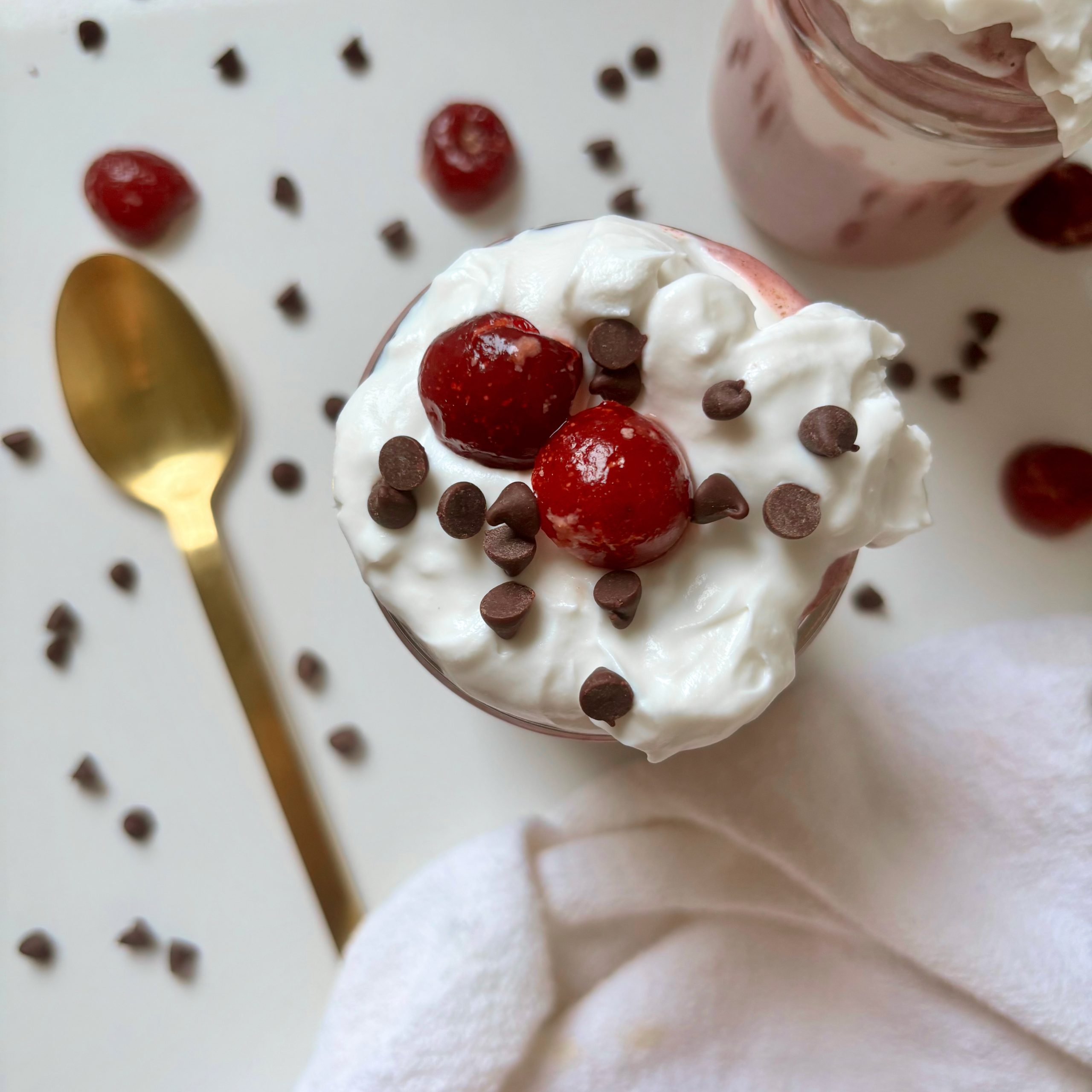 Cherry Chip Blended Chia Pudding Parfaits