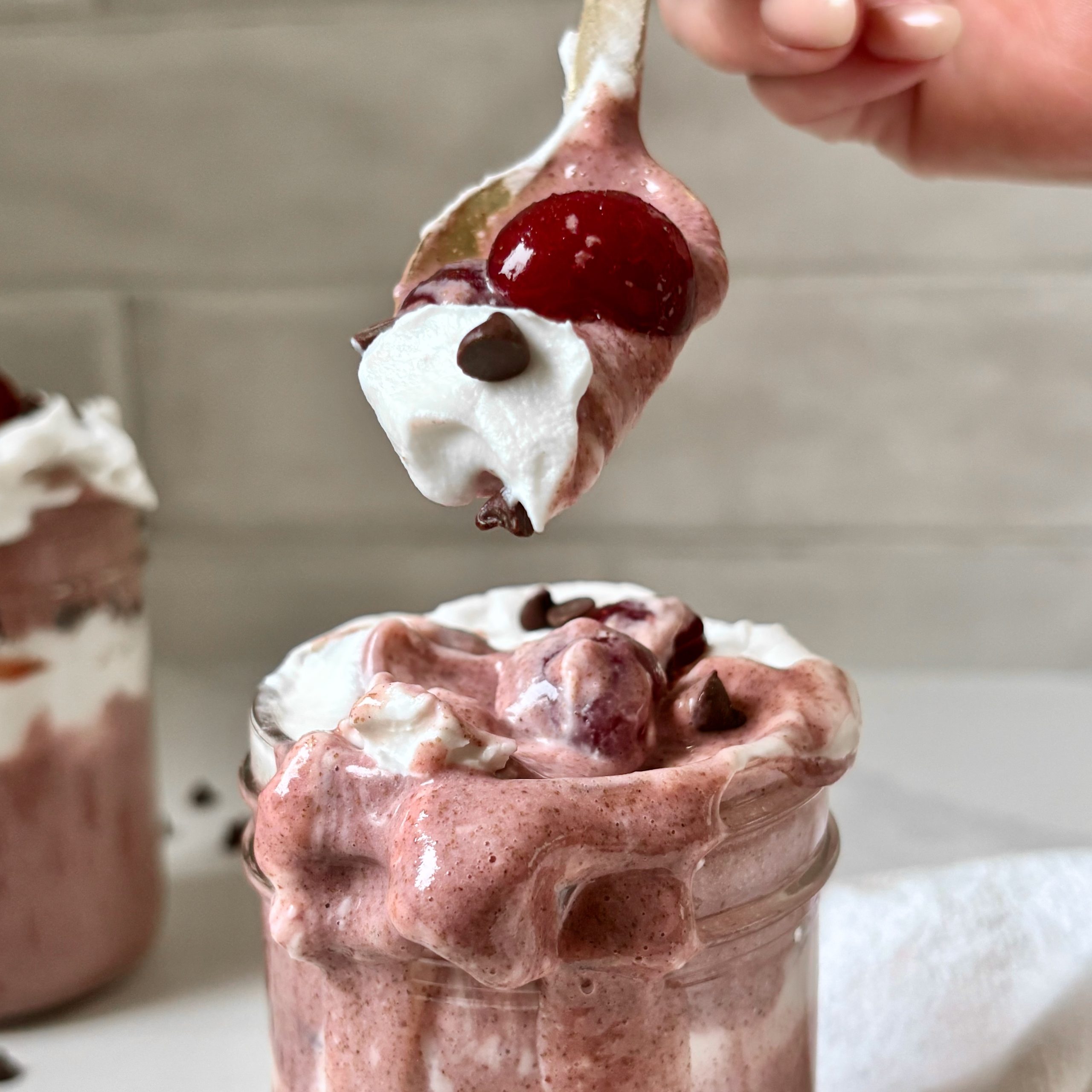 Cherry Chip Blended Chia Pudding Parfaits