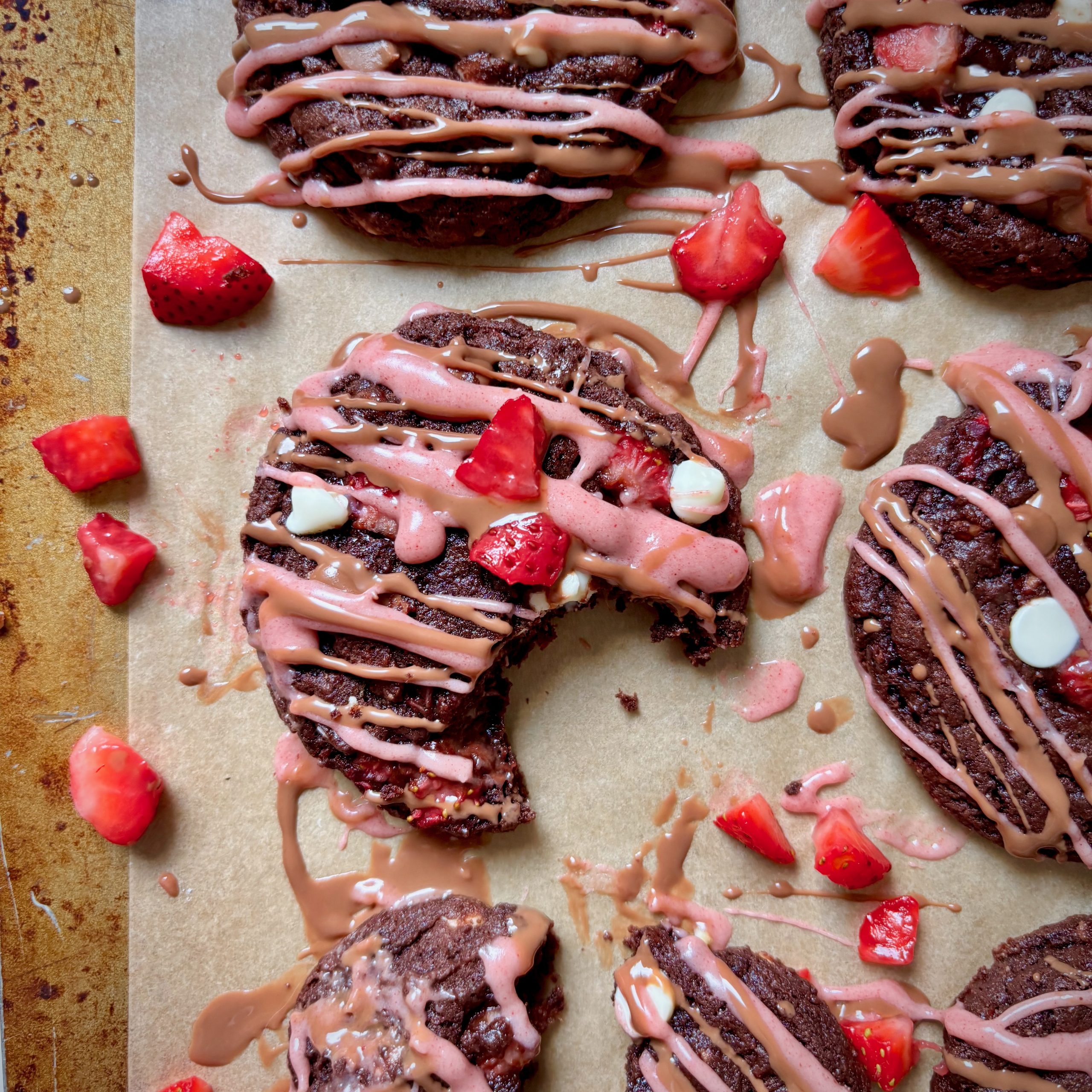 Chewy Strawberry Chocolate Cookies