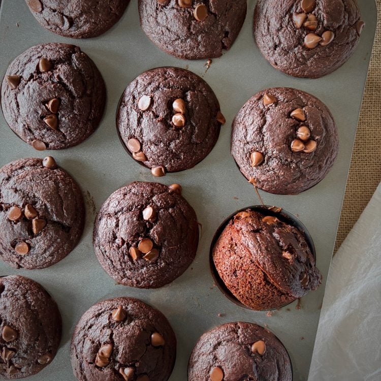 Double Chocolate Zucchini Blender Muffins
