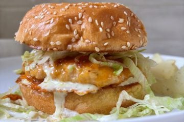Double Cheddar Turkey Burgers with Pickley Sauce