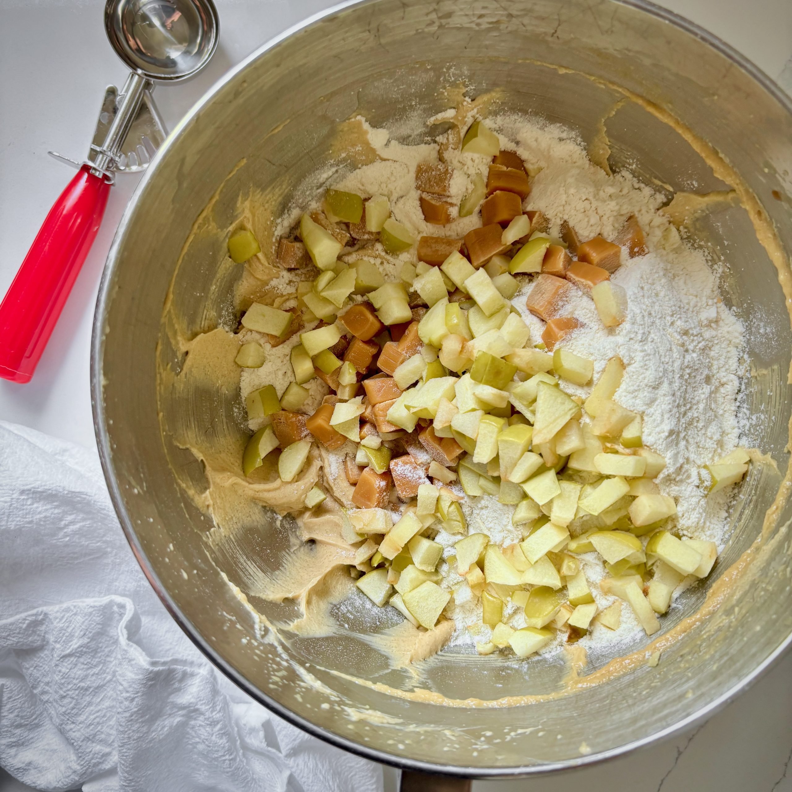 Salted Caramel Apple Cookie Dough in bowl
