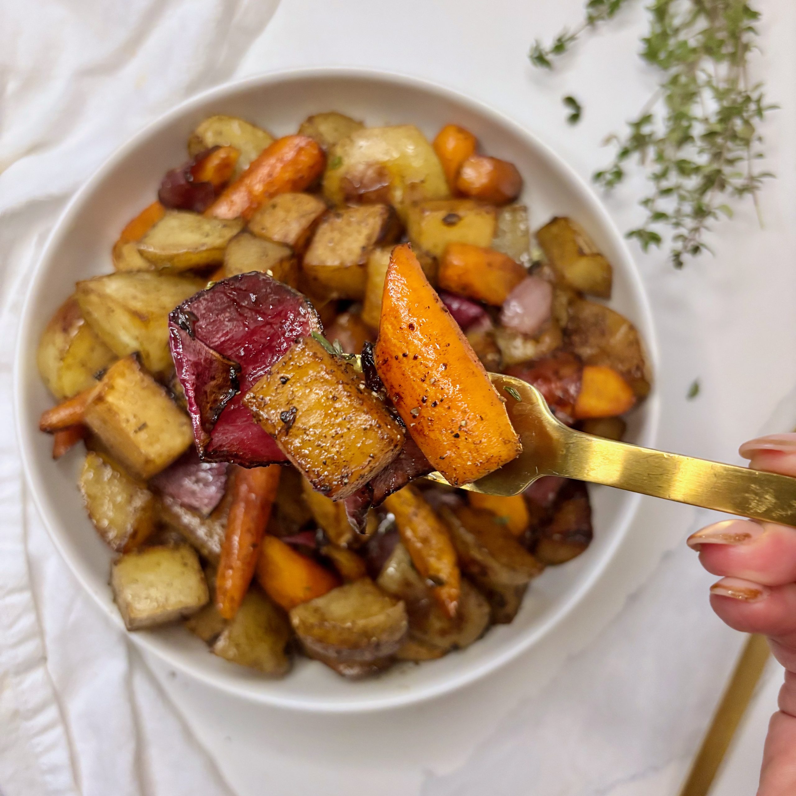 Balsamic Roasted Fall Vegetables close up