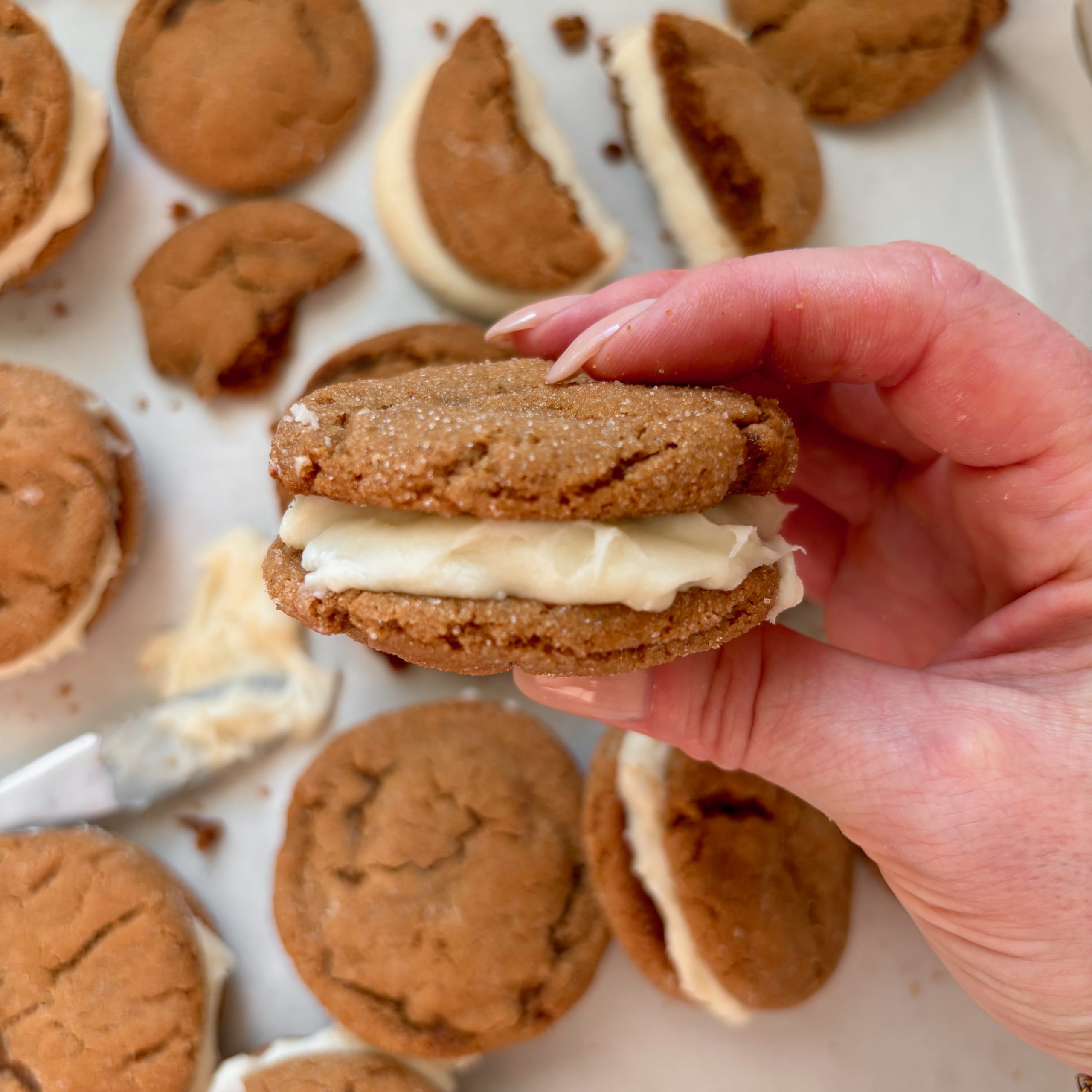 Cream Cheese Filled Chewy Ginger Cookies