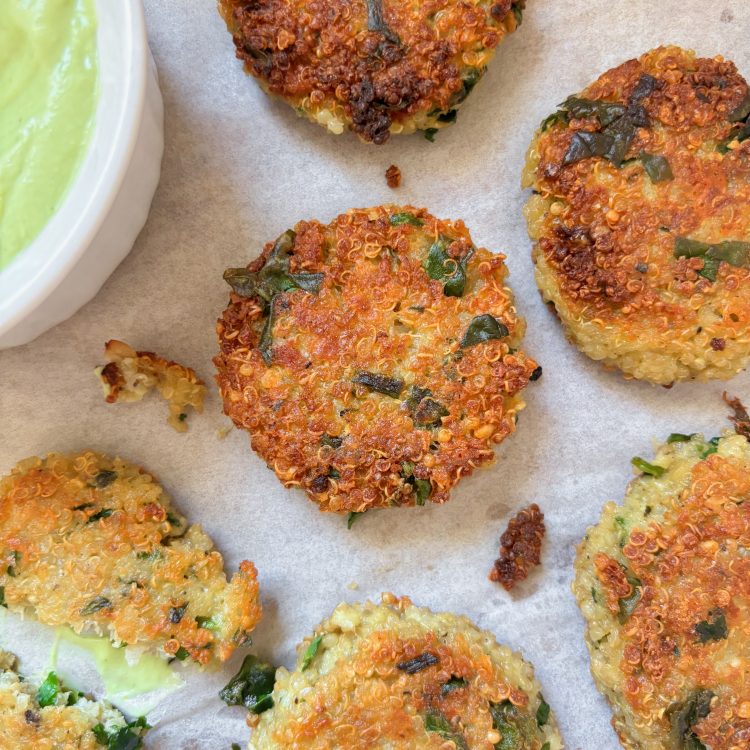 Golden Crispy cheesy spinach quinoa bites