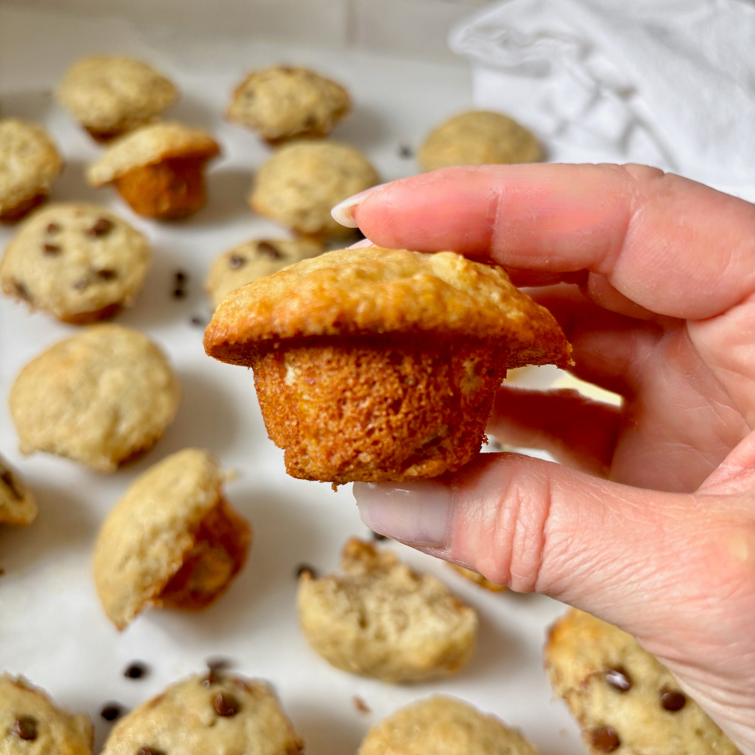 Little Banana Bread Mini Muffins Showing domed top