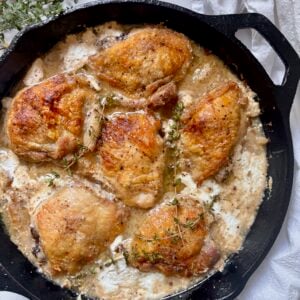 Buttermilk Braised Chicken Thighs with Dijon & Thyme