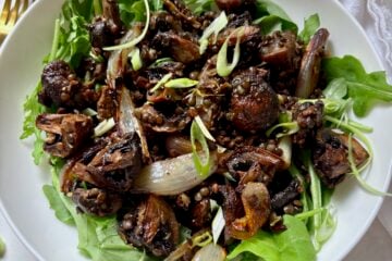 Miso Butter Mushrooms & Crispy Lentils