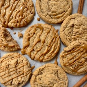 Chewy dirty chai cookies with espresso glaze