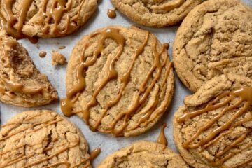 Chewy dirty chai cookies with espresso glaze